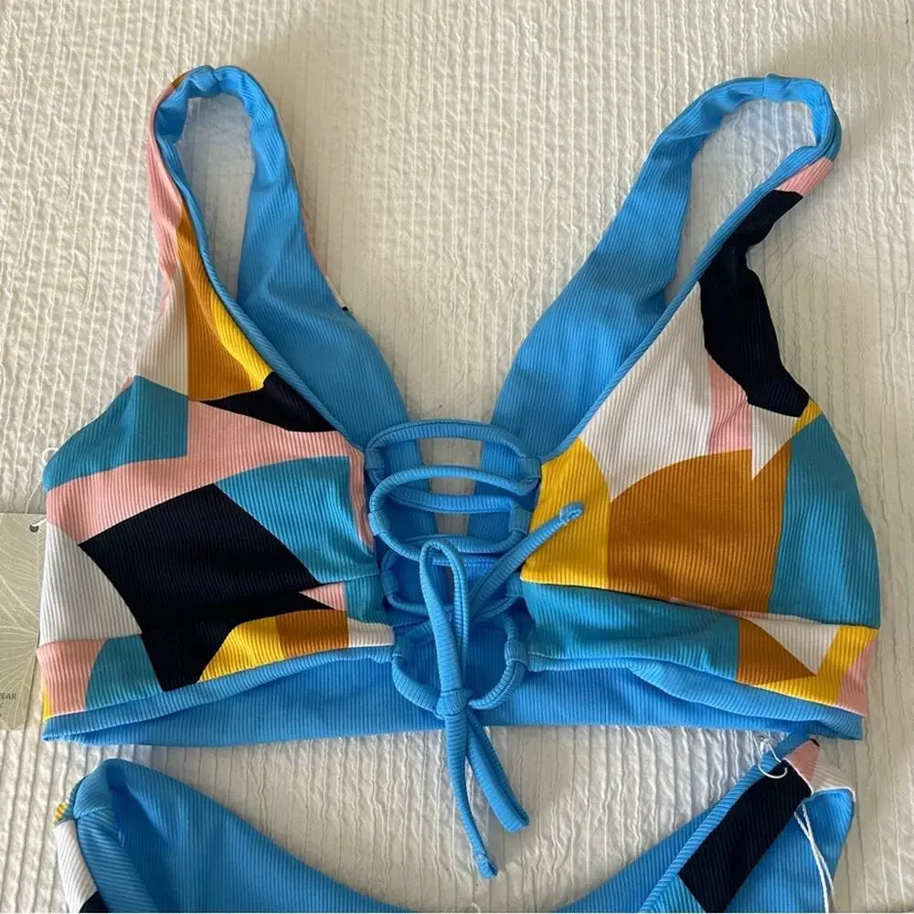 Maaji Stone Blue Allure Reversible Bikini Top & Bottom Swim Size Medium - Picture 8 of 8